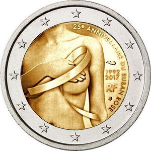 Prantsusmaa 2 euro 2017a. "Breast cancer" UNC (1 foto / 1)