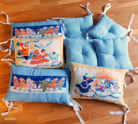 Декоративные боковые подушки на кроватку. Скидка 250€, Лён (фото #4)