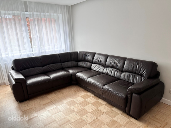 Кожаный угловой диван (фото #1)