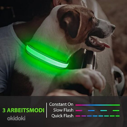 Новый! Ошейник для собак со светодиодной подсветкой, 33-50 с (фото #3)