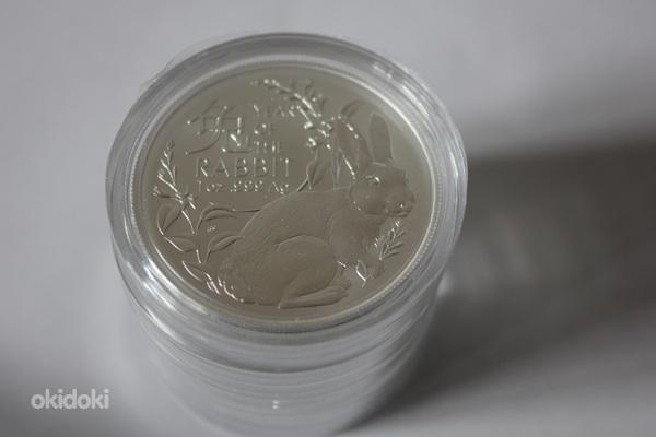 Серебряная монета 2023 1 унция 1 австралийский доллар «Год Кролика» (фото #2)