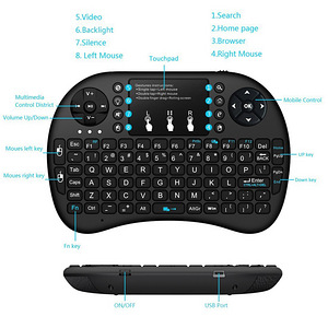Juhtmevaba Mini Air Mouse klaviatuur puuteplaadiga (4 foto / 8)