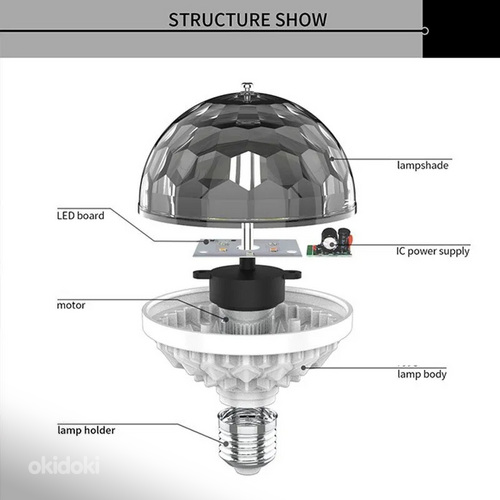 Светодиодный вращающийся диско-шар, лампа (фото #3)