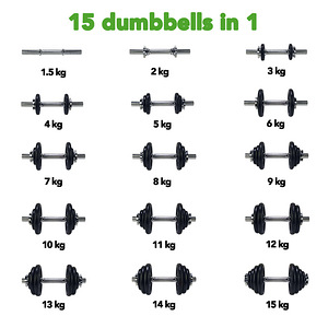 Tunturi hantlid malm metall 15kg ja 10kg paar (3 foto / 3)