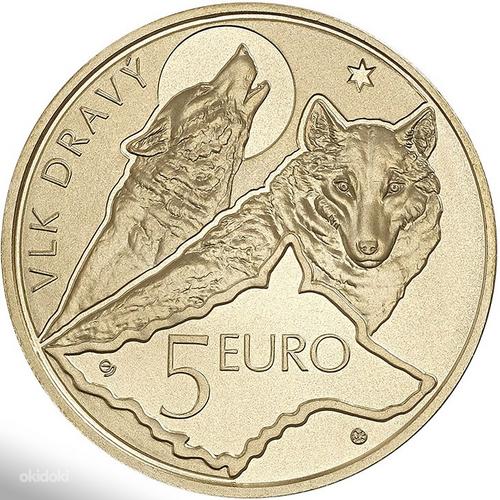 Словакия 5 евро 2021 - Волк в банковской капсуле (фото #1)