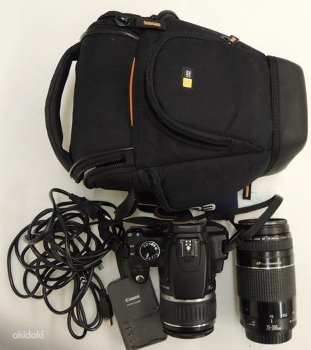 Peegelkaamera Canon 350D + laadija + objektiiv + kott (foto #2)