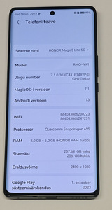 Nutitelefon Honor Magic 5 lite 5g 256/8gb + ümbris + karp (4 foto / 5)
