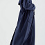 Пальто с кулиской и вертикальным карманом из шерсти синее (фото #5)
