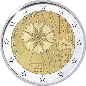 2 евровые монеты 2024 г. UNC (2 фото из 2)
