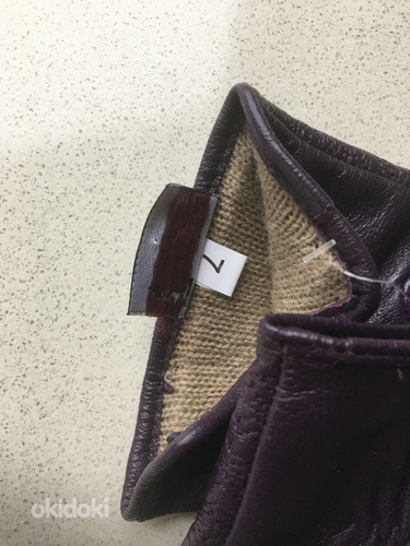 Кожаные женские перчатки/варежки фиолетового цвета (фото #3)