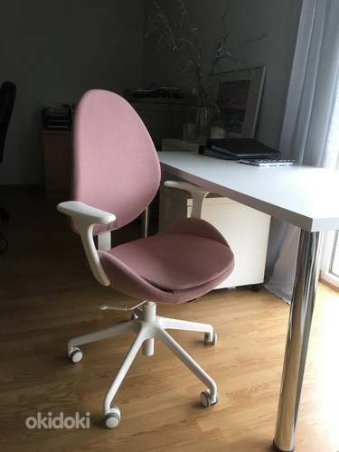 Ikea HATTEFJÄLL бело-розовый офисный стул/компьютерный стул (фото #7)