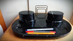 Antiikne NERO MARQUINA marmorist tindipott - 1930ndad (2 foto / 9)