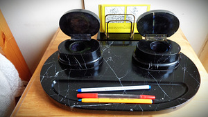 Antiikne NERO MARQUINA marmorist tindipott - 1930ndad (4 foto / 9)