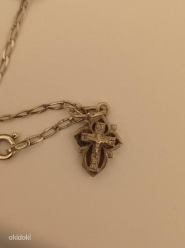 Серебреный крестик с цепочкой (фото #2)