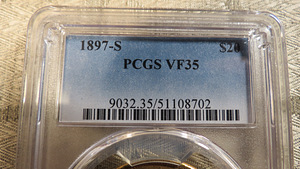KULDMÜNT 20 USA DOLLARIT 1897 , PCGS SERTIFIKAAT VF35 (3 foto / 10)