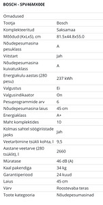 45cm Bosch SPV46MX00E ExtraDry nõudepesumasin (8 foto / 8)