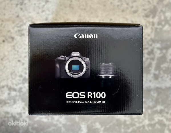 Canon EOS R100 + 18-45mm kit, black. Uus! (foto #1)