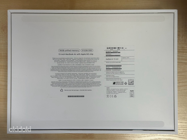 Apple Macbook Air 13 M3 16/512GB SWE UUS! (foto #10)