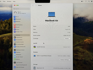 Apple Macbook Air 13 M2 8/256 Space Gray SWE, аккумулятор 95% (6 фото из 8)
