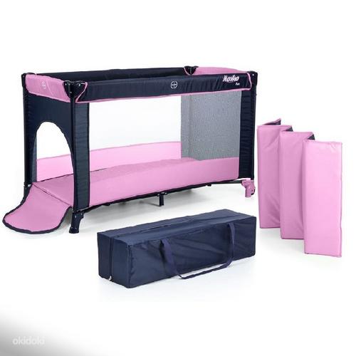 Раскладная детская кроватка-манеж, розовая, новая (фото #1)