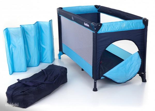 Раскладная детская кроватка-манеж, синяя, новая (фото #1)