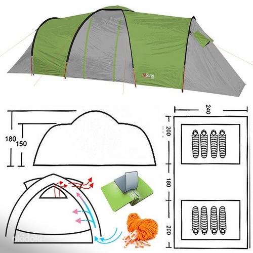 Палатка Clif, 8-местная, всепогодная, зеленая/серая (фото #2)