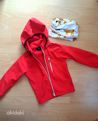 Красная куртка Reima из софтшелла и шарф (фото #1)