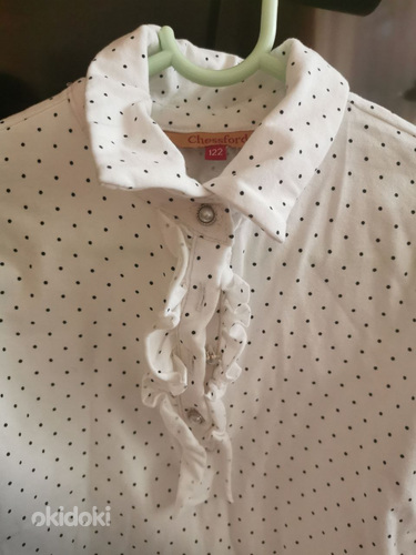 Праздничная белая блузка для девочек размеров 122 и 134 (фото #4)