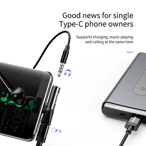 Audio Charge Adapter USB-C to 3.5mm/USB-C Baseus CATL41-01 (1 foto / 7)