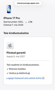 Apple iPhone 17 Pro Deep Blue 512GB uus, garantii 05.2027 (5 foto / 5)