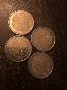 2-евро Финская Юбилейная монета 4шт GEORG HENRIK WRIGHT 2016
