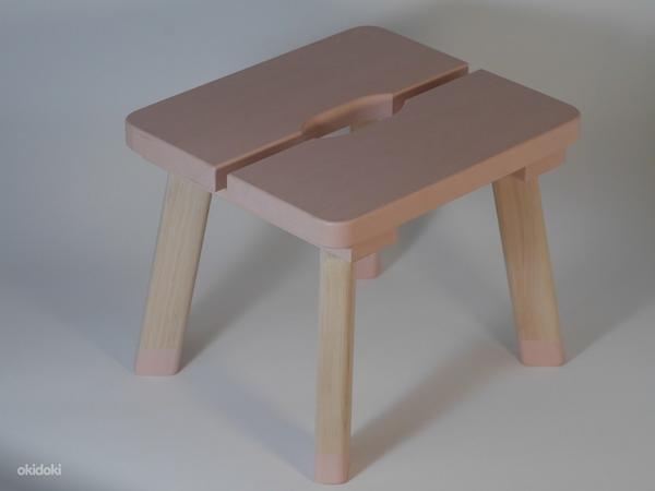 Детская скамейка из массива дерева - розовая (фото #1)