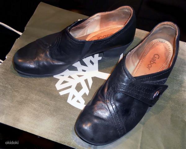 Gabor красивые черные кожаные закрытые туфли, 39-UK6 (фото #1)