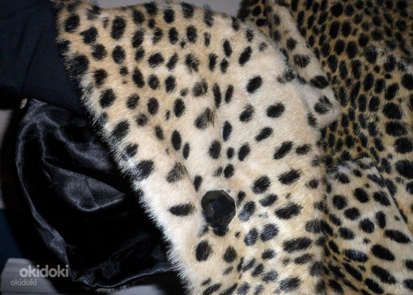 Роскошная меховая леопардовая шубка-манто, один размер (фото #5)