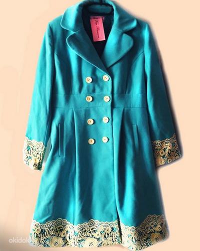 Бирюзовое в/о пальто в винтажном стиле, XL-2XL-44-46, новое (фото #3)
