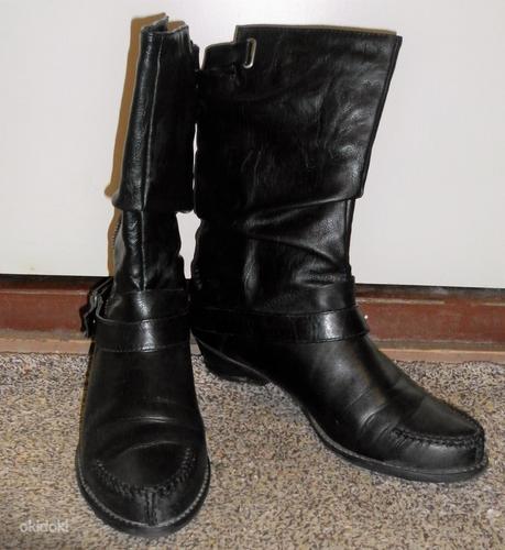 Tamaris кожаные стильные черные сапожки (39) (фото #4)