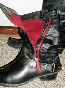 Tamaris nahast stiilsed mustad-punased saapad, s.39 (8 foto / 10)