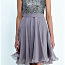 Cеребристо-серое шифон-пайетки нарядное платье, XS, новое (фото #1)