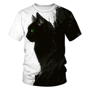 Черный кот мужская футболка с 3Д принтом, р.XL, новая