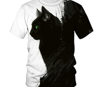 Черный кот мужская футболка с 3Д принтом, р.XL, новая