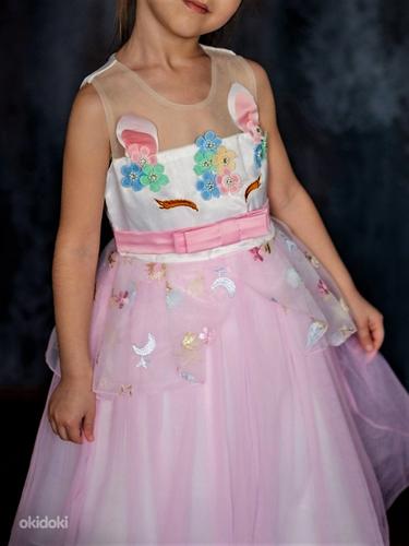 Новое платье принцессы розовый Единорог +ободок (134/140) (фото #7)