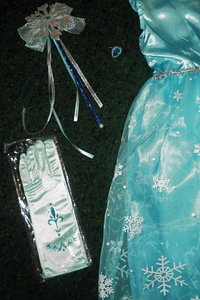 Frozen Elsa uus komplekt- kleit+aksessuarid (104-110) (5 foto / 10)