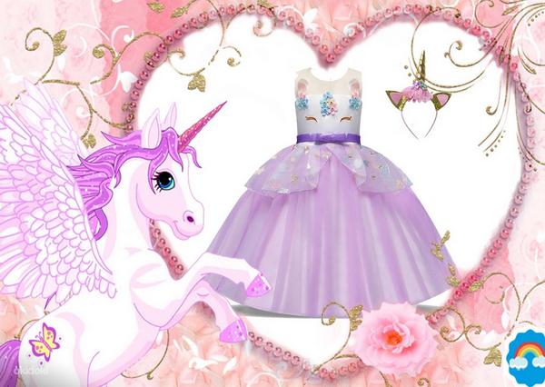 Новый лиловый комплект принцесса Единорог (134/140) (фото #1)