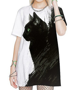 Must kiisuke uus 3D printiga T-särk ( L/XL) (2 foto / 5)
