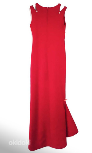 Красное длинное нарядное платье стрейч, S-M (фото #6)