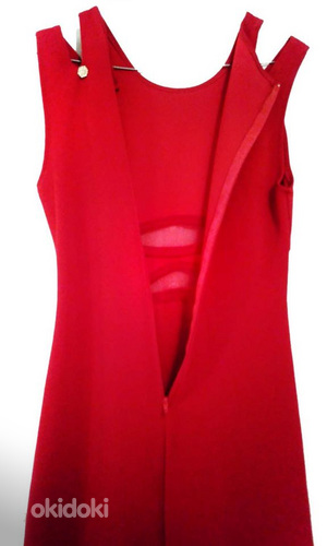 Красное длинное нарядное платье стрейч, S-M (фото #5)
