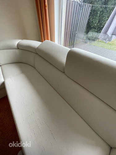 Угловой диван и кровать белая экокожа с ящиком (фото #6)