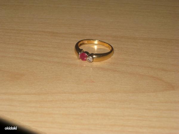 Золотое кольцо с бриллиантом (№574) (фото #2)