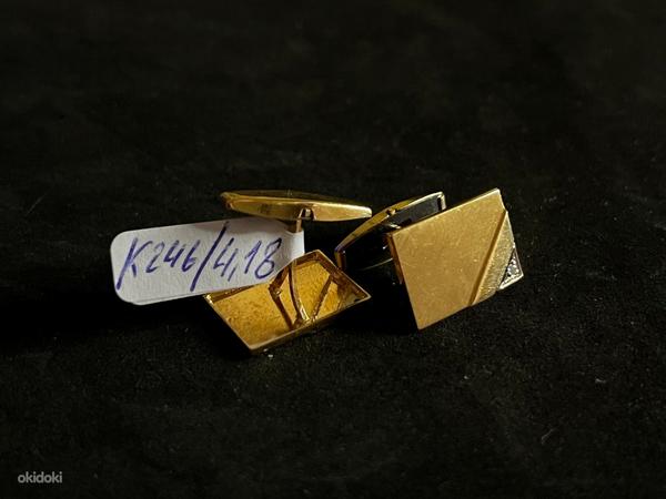 Золотые запонки с бриллиантом 585 проба (№K246) (фото #4)
