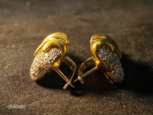Kuld kõrvarõngad teemantidega 750 proov (№L846) (foto #3)